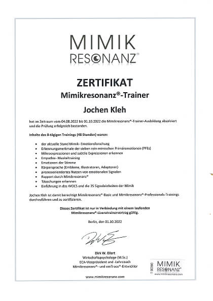 Mimikresonanz Trainer, Eilert Akademie