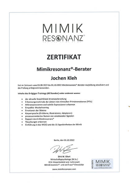 Mimikresonanz Berater, Eilert-Akademie